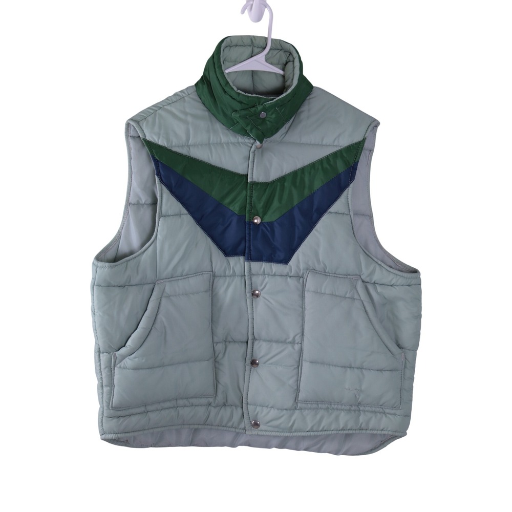 Vintage Westwind Sportswear Puffer‎ Vest Mens Sleeveless Quilted Green Blue M